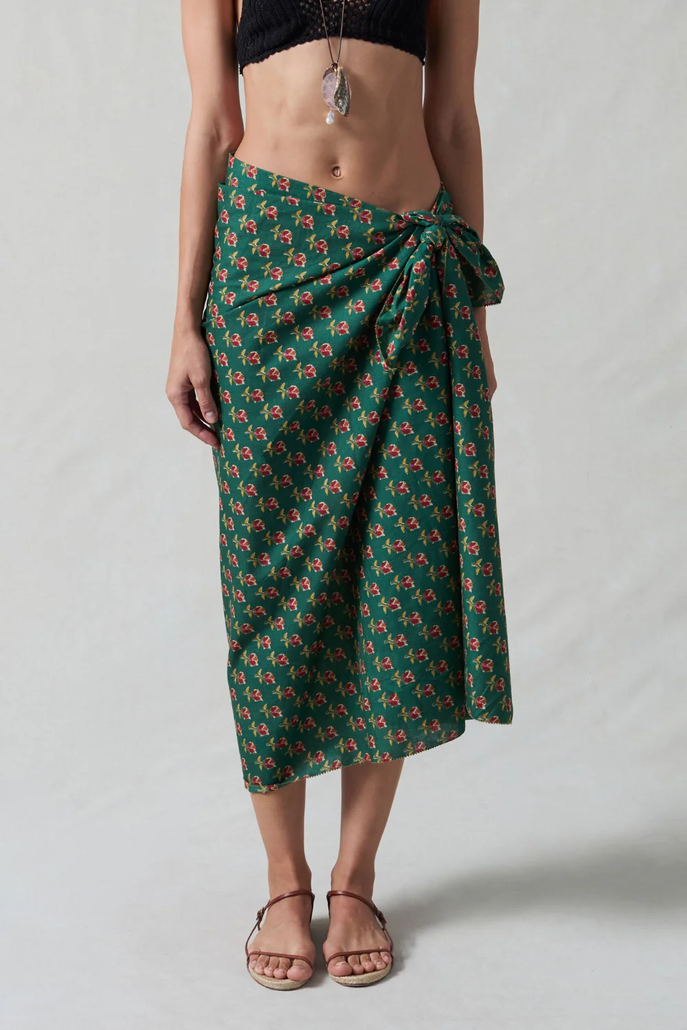 Rose Printed Sarong Teal - Image 2
