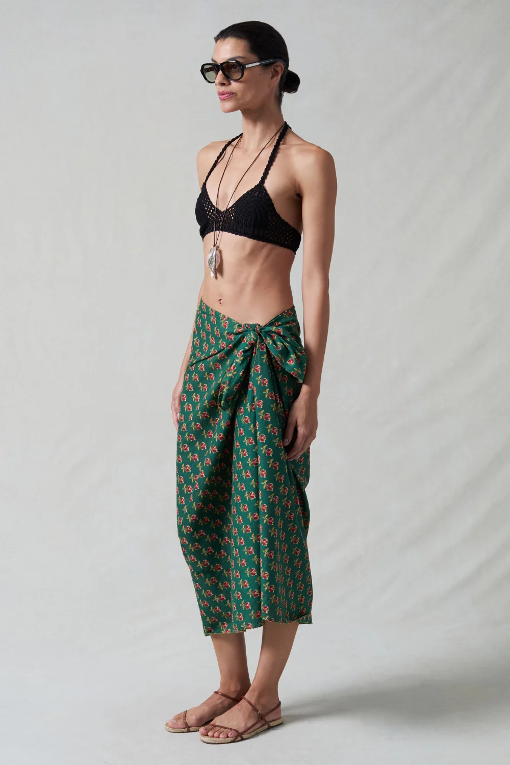 Rose Printed Sarong Teal - Image 3