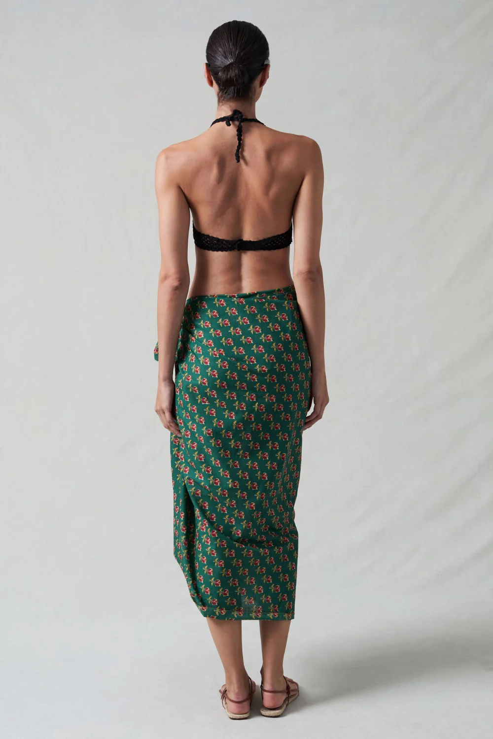 Rose Printed Sarong Teal - Image 4
